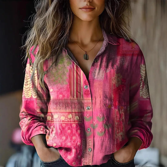 Grace Women's Blouse with Lapels and a Floral Print, photo 2