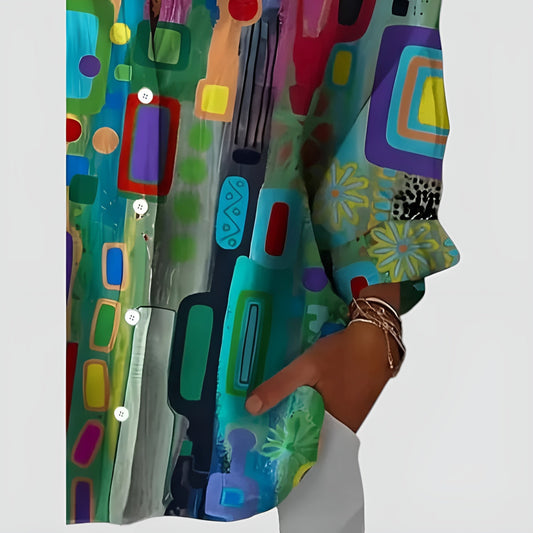 Katie Women's Blouse in Polyester with a Classic Collar and an All-over Print, photo 2