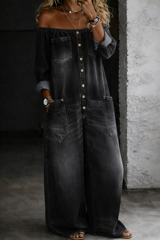 Laurel Women's Jumpsuit in Denim with Long Sleeves, photo 2