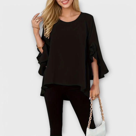 Lila Women's Blouse with a Round Neck and Ruffles, photo 2