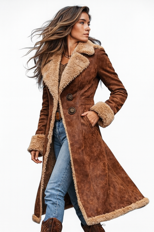 Nadia Women's Coat in a Suede Look in a Long Cut, photo 2