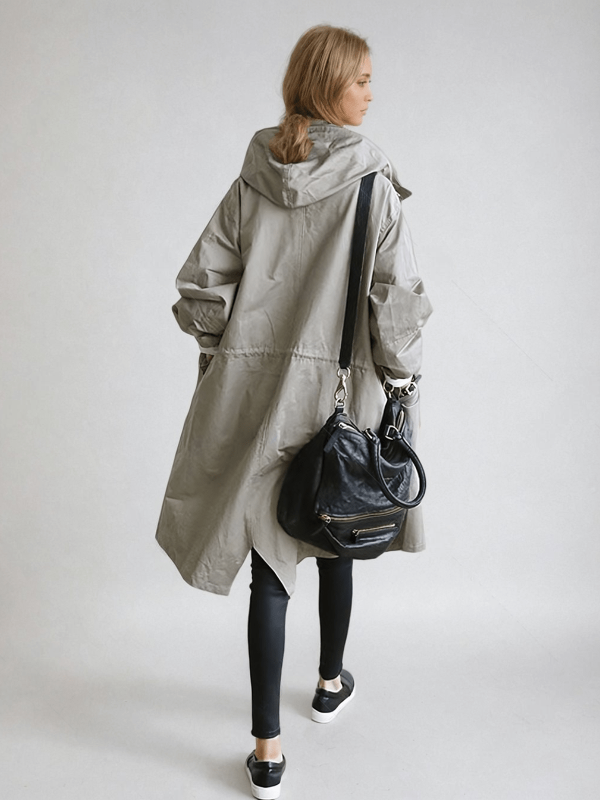Aileen Women's Trench Coat with Buttons with Long Sleeves and Pockets, photo 7