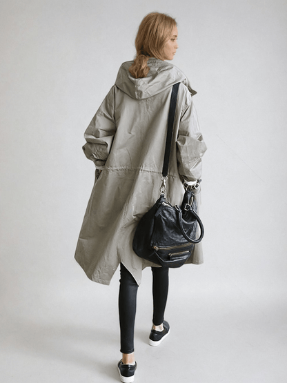 Aileen Women's Trench Coat with Buttons with Long Sleeves and Pockets, photo 7