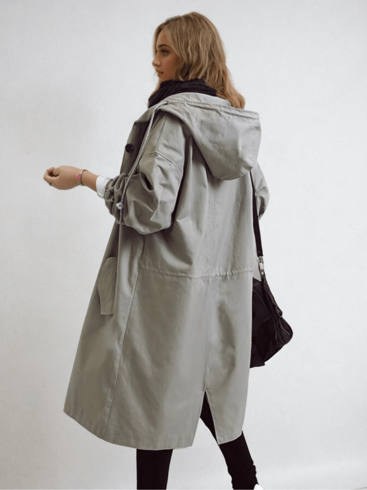 Aileen Women's Trench Coat with Buttons with Long Sleeves and Pockets, photo 8