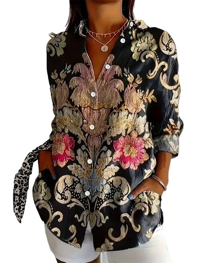 Alison Women's Shirt in Cotton with a Classic Collar and a Floral Print, photo 1