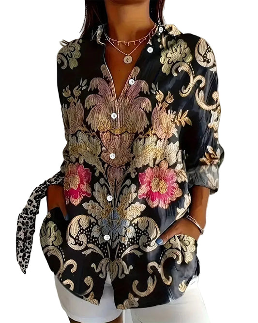 Alison Women's Shirt in Cotton with a Classic Collar and a Floral Print, photo 1