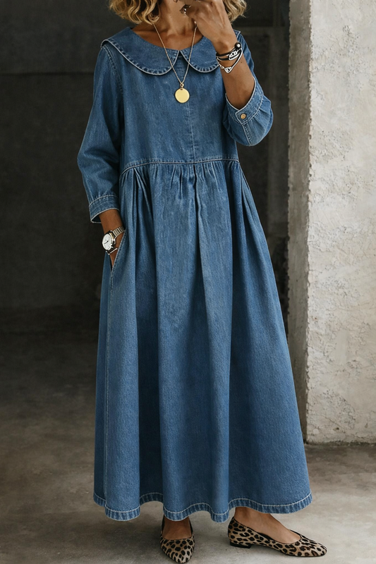 Amelia Women's Dress in Denim with Long Sleeves, photo 1