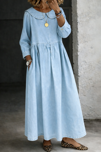 Amelia Women's Dress in Denim with Long Sleeves, photo 5
