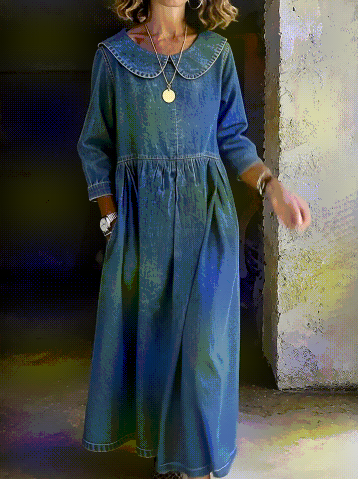 Amelia Women's Dress in Denim with Long Sleeves, photo 7