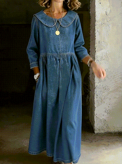 Amelia Women's Dress in Denim with Long Sleeves, photo 7