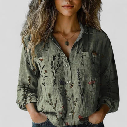 Anya Women's Blouse with a Classic Collar with Buttons with Long Sleeves and a Floral Print, photo 4