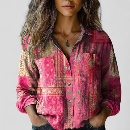 Anya Women's Blouse with a Classic Collar with Buttons with Long Sleeves and a Floral Print, photo 5