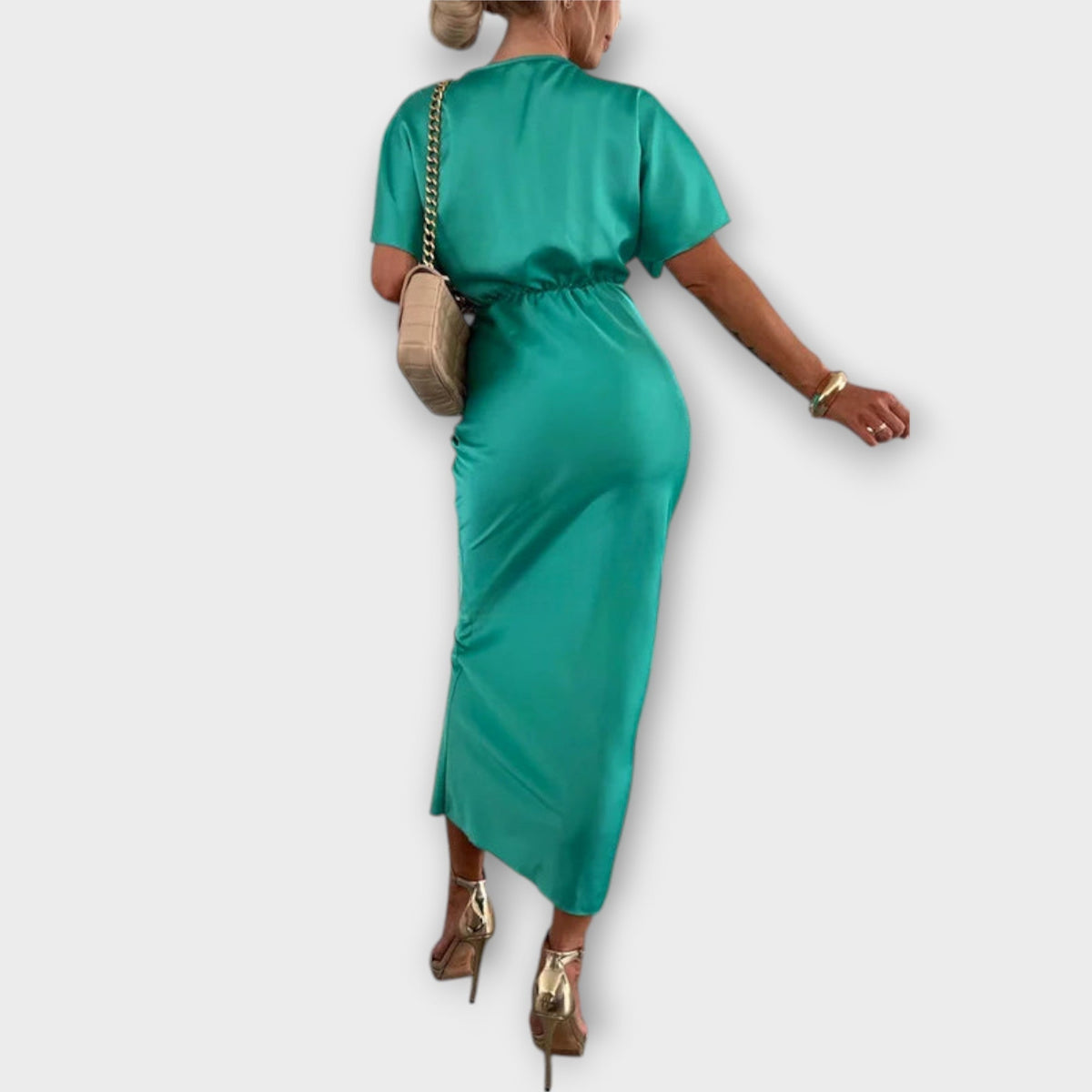 April Women's Dress in Satin in a Slim Fit with a Knot Detail, photo 6