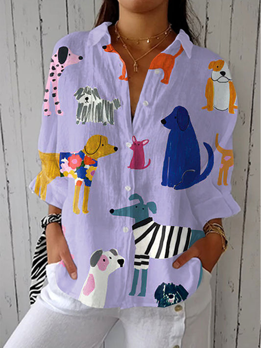 Astrid Women's Blouse in a Relaxed Fit with Buttons in Multi, photo 1