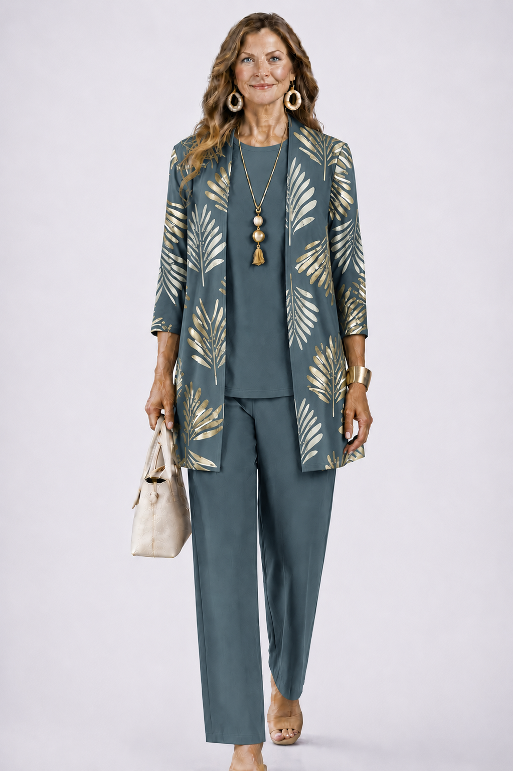 Audrey Women's Co-ord Set with an Elasticated Waist with Long Sleeves and an All-over Print, photo 1