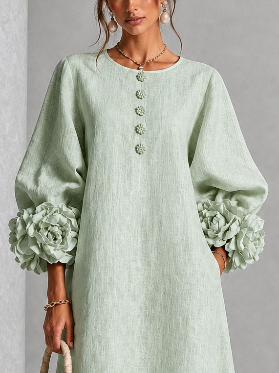 Ava Women's Dress in an A-line with a Round Neck and a Floral Print, photo 4
