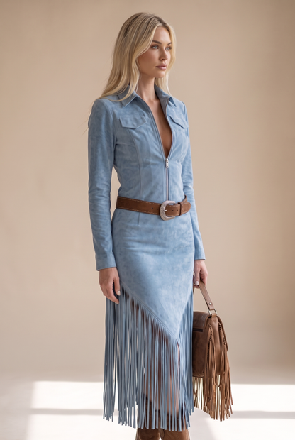 Bethany Women's Dress in a Suede Look with Fringing, photo 10