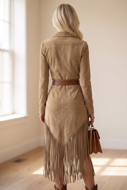Bethany Women's Dress in a Suede Look with Fringing, photo 3