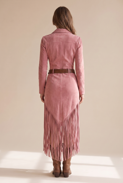 Bethany Women's Dress in a Suede Look with Fringing, photo 7