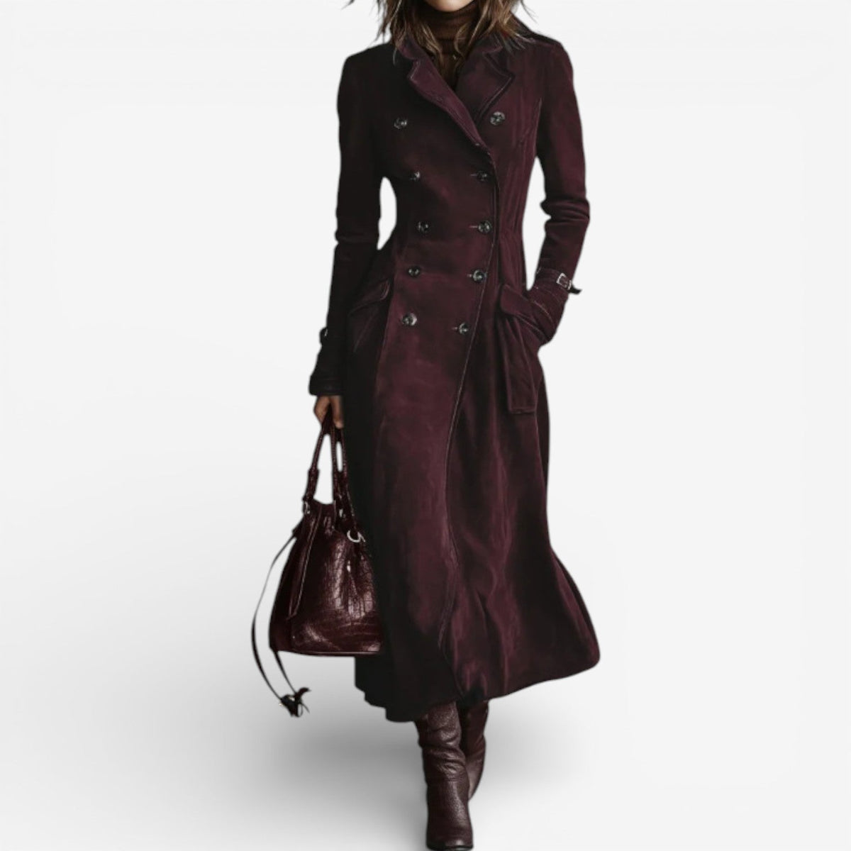 Caitlin Women's Trench Coat in a Suede Look in a Long Cut, photo 2