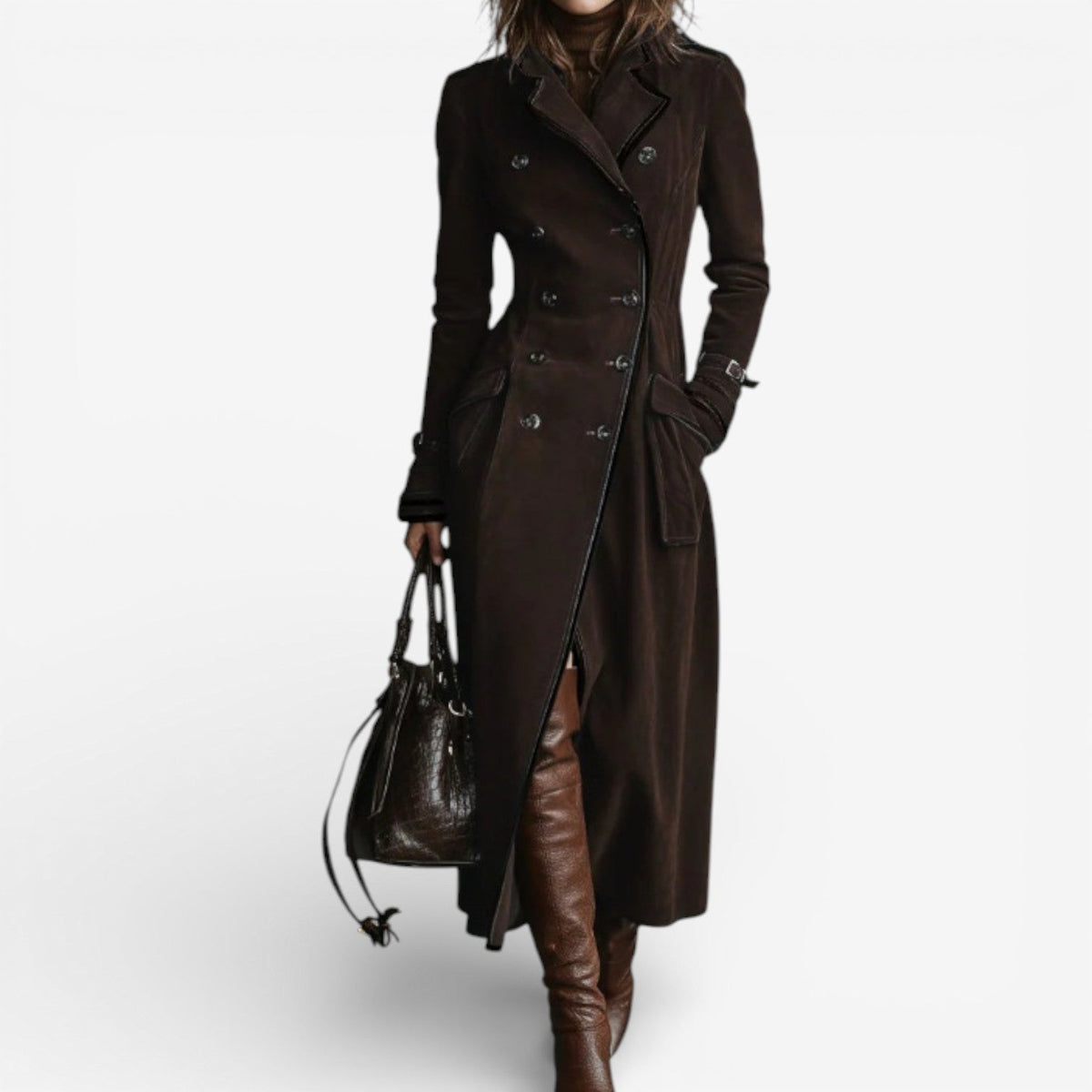 Caitlin Women's Trench Coat in a Suede Look in a Long Cut, photo 3