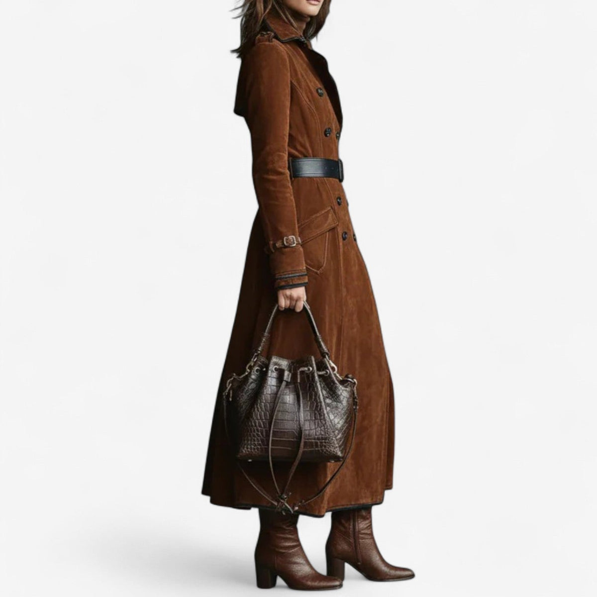 Caitlin Women's Trench Coat in a Suede Look in a Long Cut, photo 4