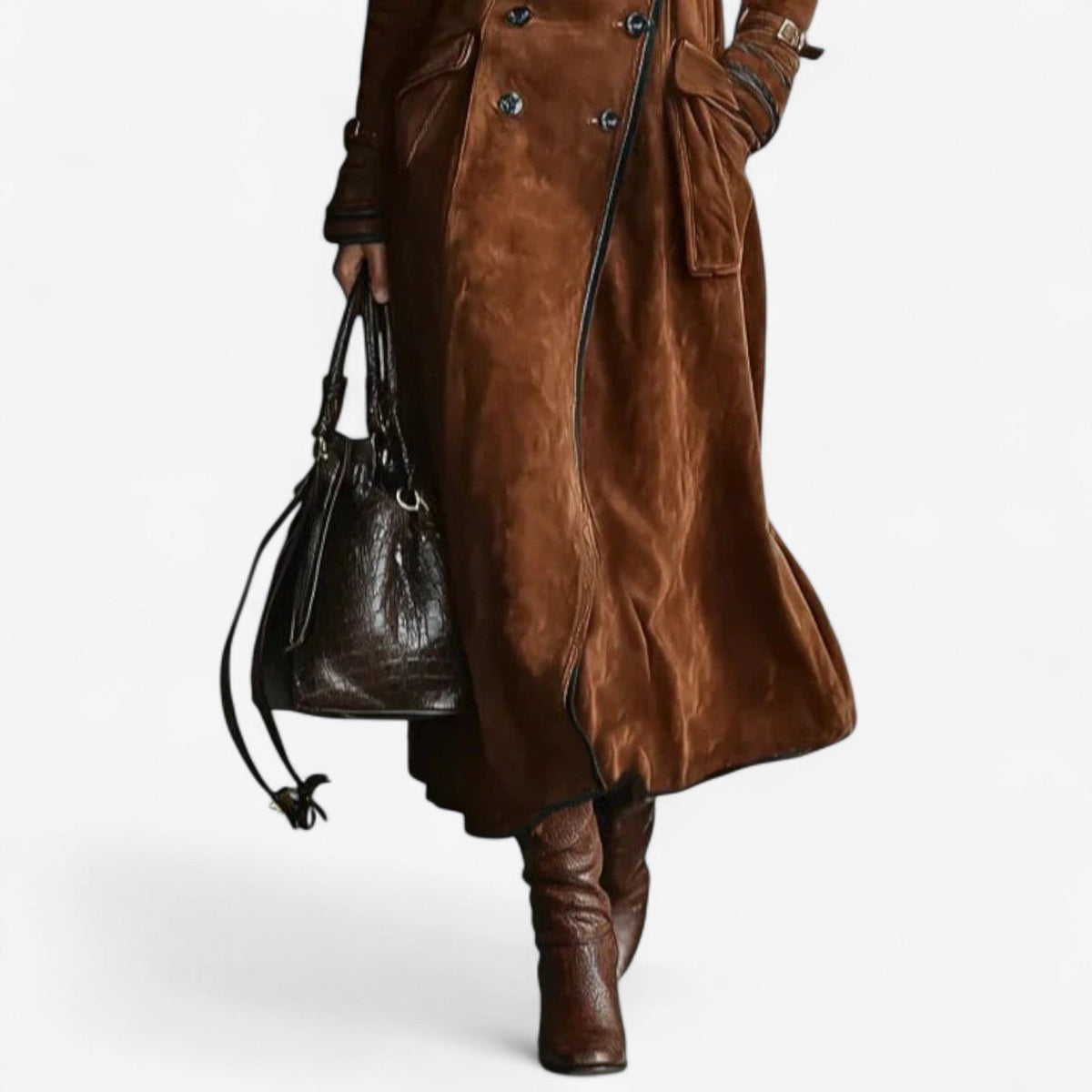 Caitlin Women's Trench Coat in a Suede Look in a Long Cut, photo 5