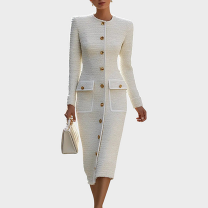 Camilla Women's Dress in Tweed with Buttons and Pockets, photo 1