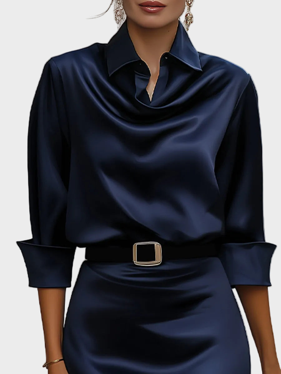 Cara Women's Dress in Satin with a Belt, photo 3