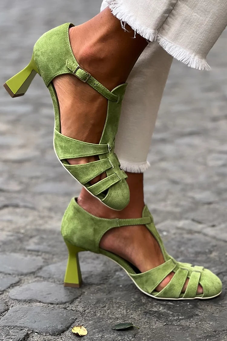 Caroline Women's Heels in a Suede Look with a Buckle, photo 1