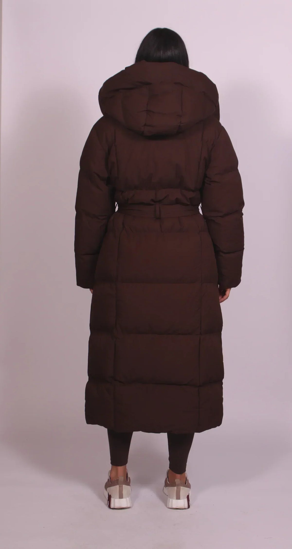 Cecily Women's Puffer Jacket in a Long Cut with a Belt, photo 3
