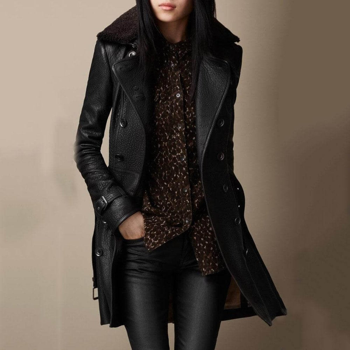 Diana Women's Jacket in Faux Shearling with Buttons, photo 1