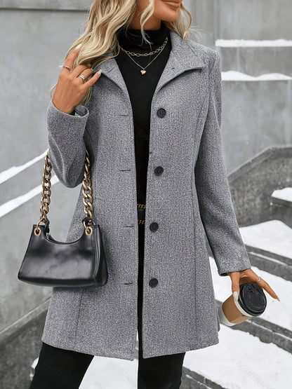 Elaine Women's Coat with Lapels with Buttons with Long Sleeves in Grey, photo 1