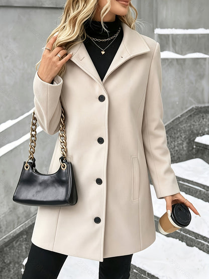 Elaine Women's Coat with Lapels with Buttons with Long Sleeves in Grey, photo 10