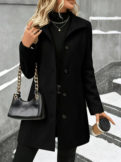 Elaine Women's Coat with Lapels with Buttons with Long Sleeves in Grey, photo 2