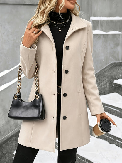 Elaine Women's Coat with Lapels with Buttons with Long Sleeves in Grey, photo 3