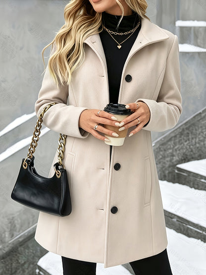 Elaine Women's Coat with Lapels with Buttons with Long Sleeves in Grey, photo 6