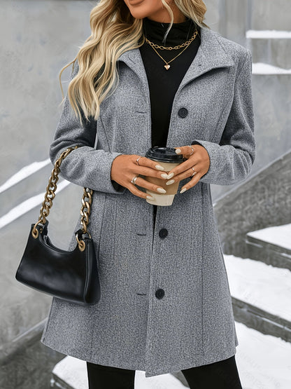 Elaine Women's Coat with Lapels with Buttons with Long Sleeves in Grey, photo 8