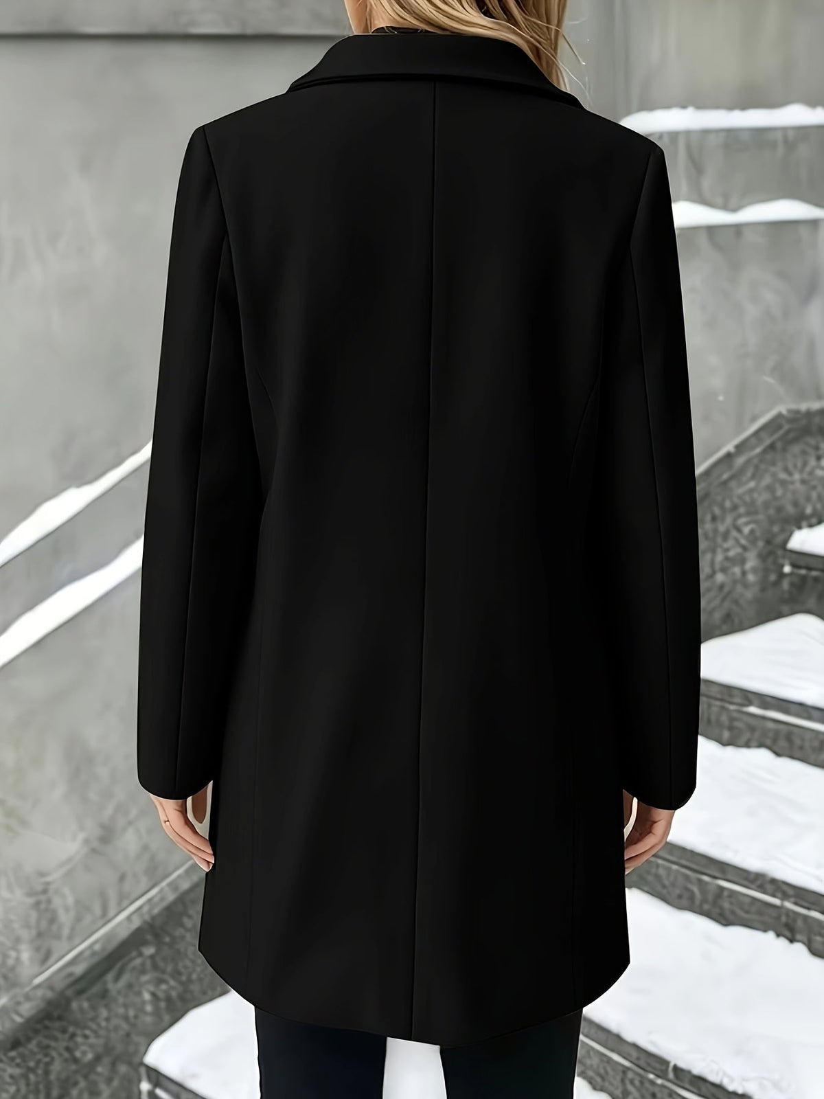 Elaine Women's Coat with Lapels with Buttons with Long Sleeves in Grey, photo 9