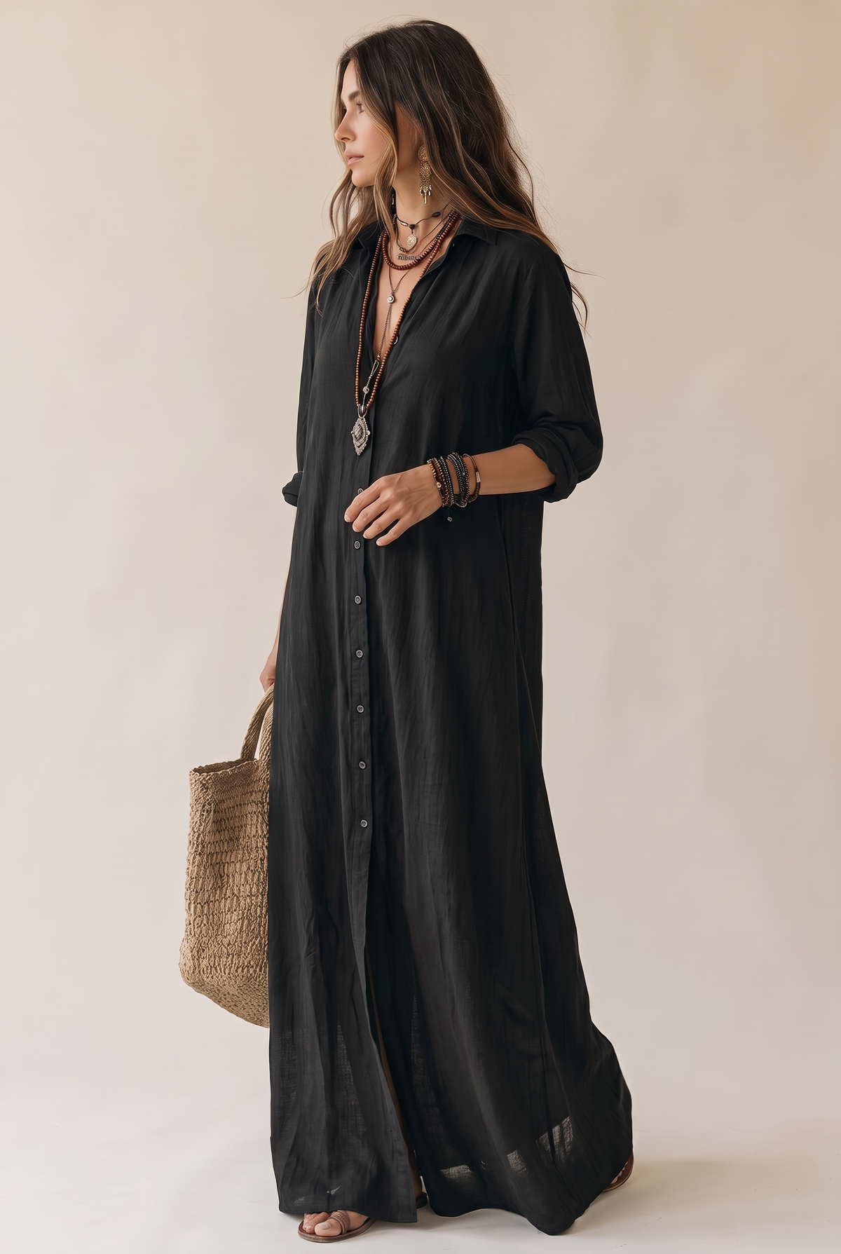 Eleanor Women's Dress with Buttons in Maxi Length, photo 2
