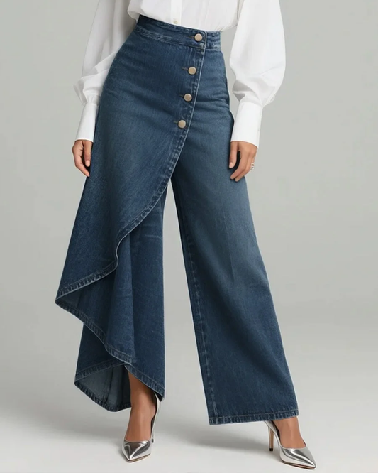 Eliza Women's Trousers in Denim with Wide Legs, photo 2