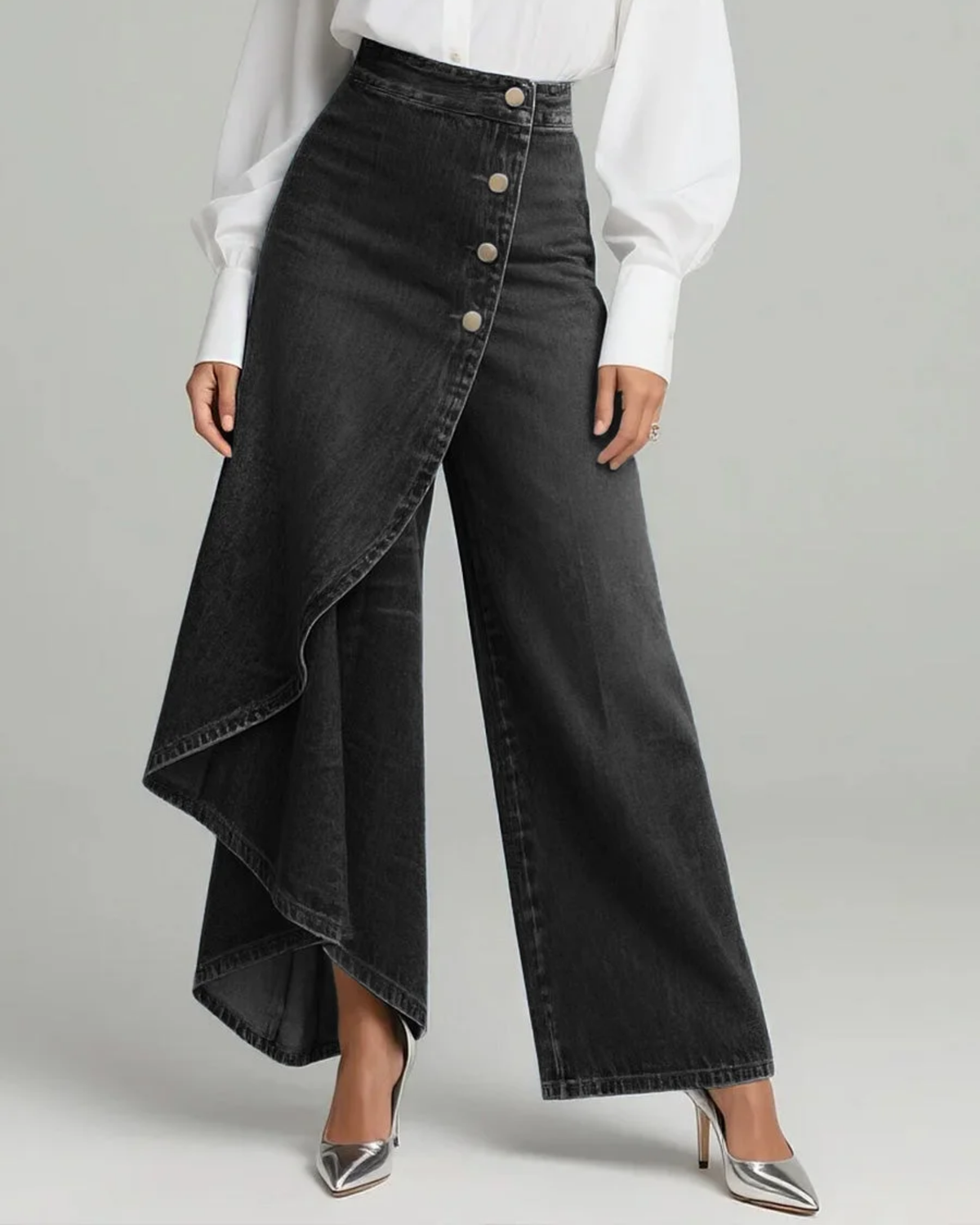 Eliza Women's Trousers in Denim with Wide Legs, photo 3