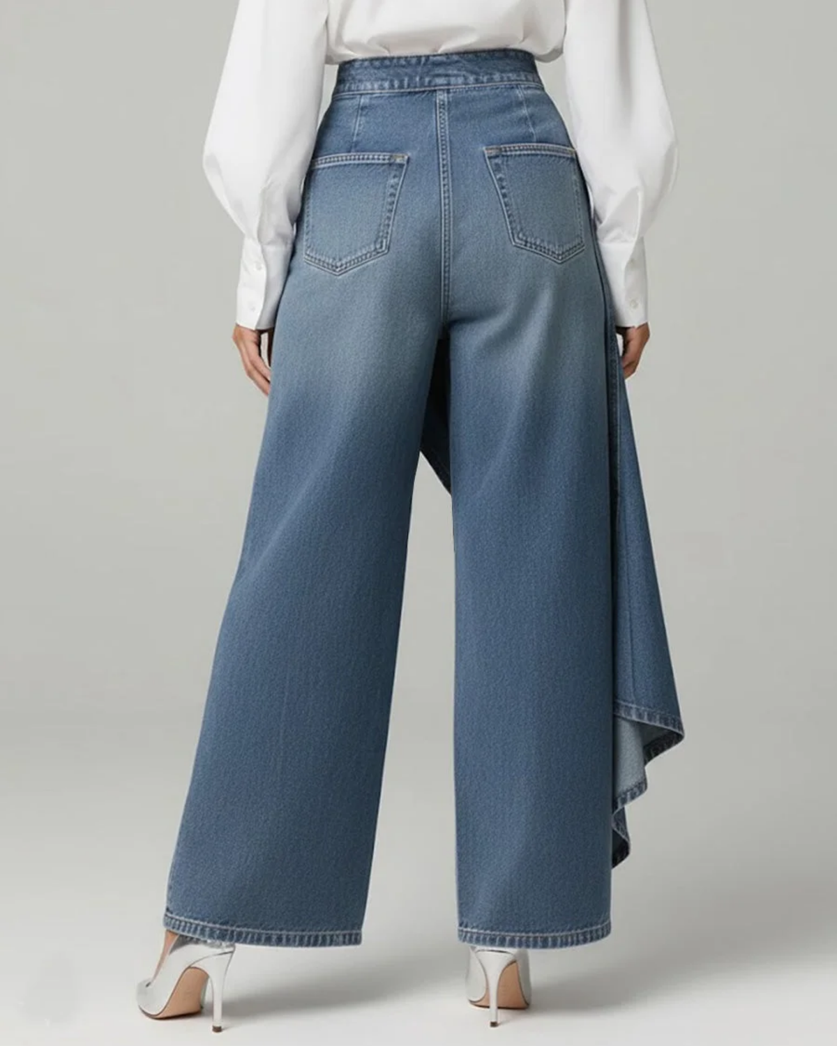 Eliza Women's Trousers in Denim with Wide Legs, photo 4