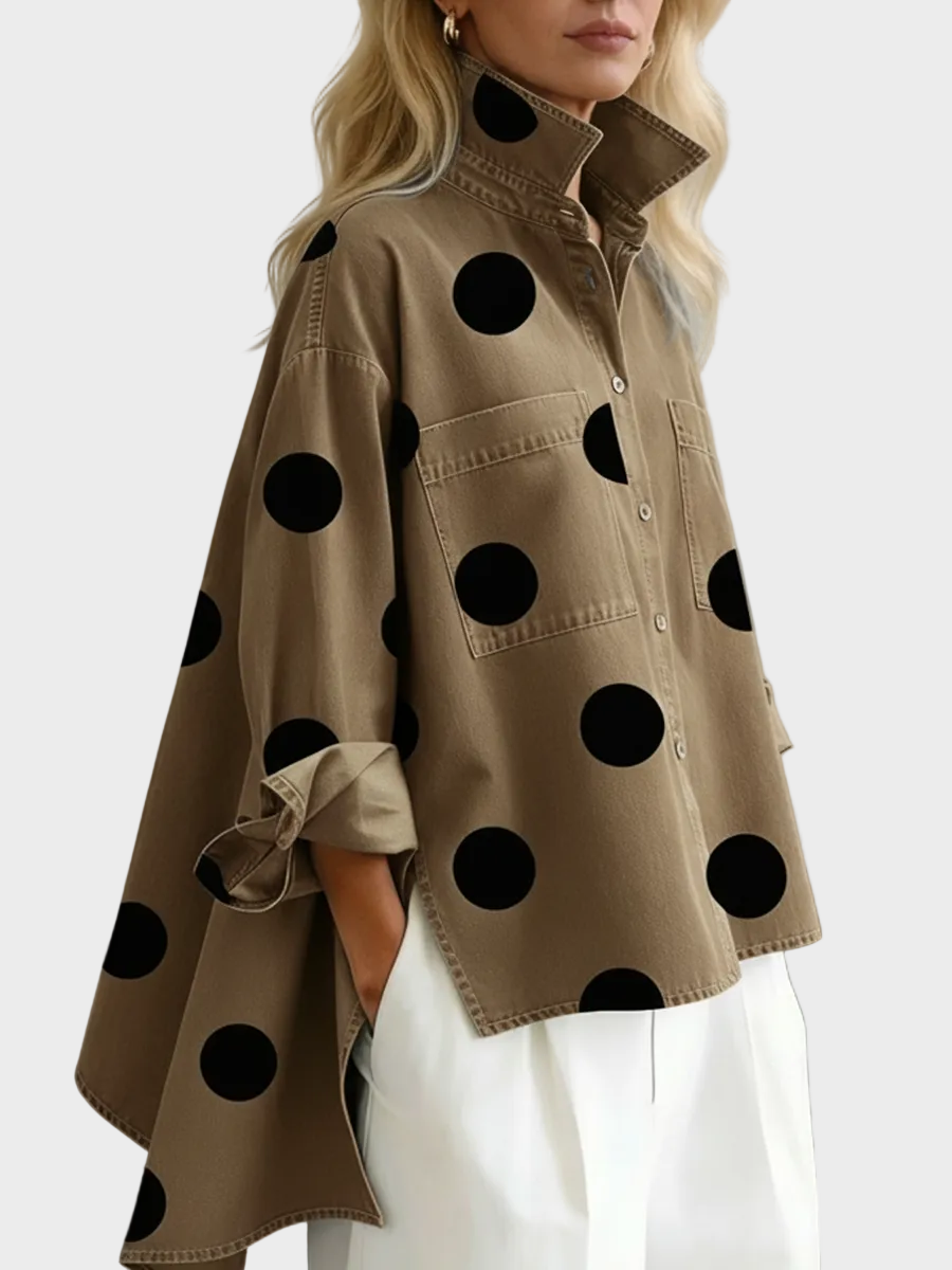 Emilia Women's Top in Denim in a Relaxed Fit with Polka Dots, photo 5