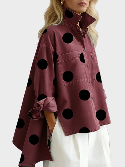 Emilia Women's Top in Denim in a Relaxed Fit with Polka Dots, photo 6