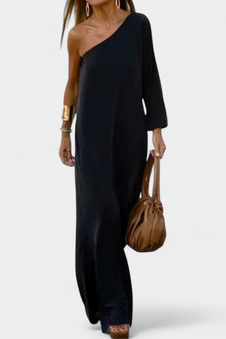 Emily Women's Dress with Long Sleeves in Maxi Length and an Asymmetric Cut, photo 1