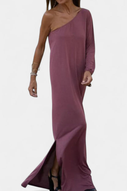 Emily Women's Dress with Long Sleeves in Maxi Length and an Asymmetric Cut, photo 3
