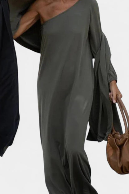 Emily Women's Dress with Long Sleeves in Maxi Length and an Asymmetric Cut, photo 4