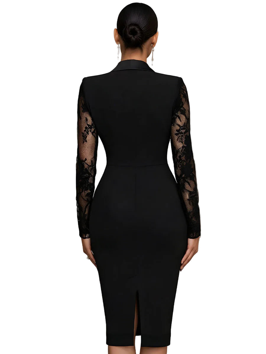 Esme Women's Dress with Long Sleeves in Midi Length and Lace, photo 5