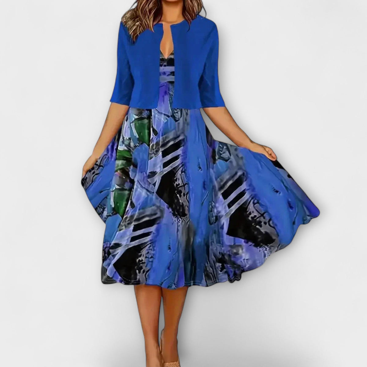Eva Women's Co-ord Set with Three-quarter Sleeves and an All-over Print, photo 1